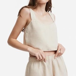 NWT MATE the Label Linen Crop Top small